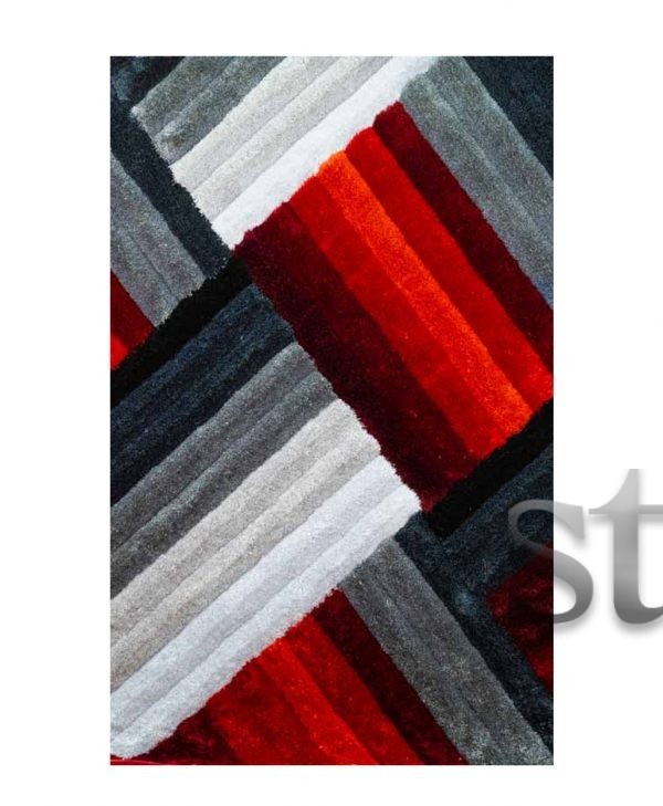 Striped Area Rug red